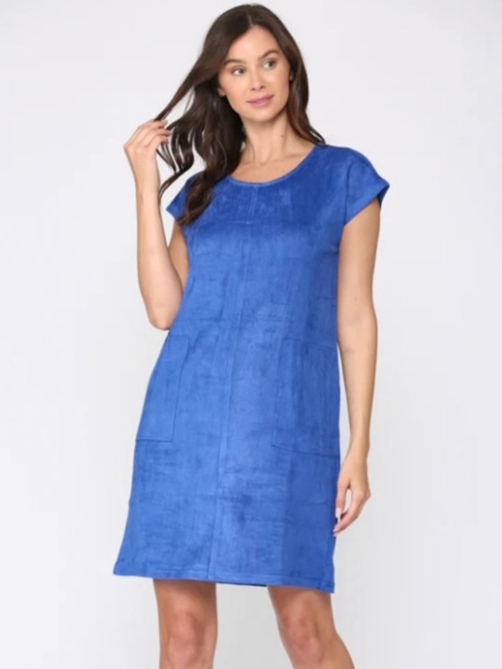 NWOT Joh Audrey Faux Suede Shift Dress~Cobalt